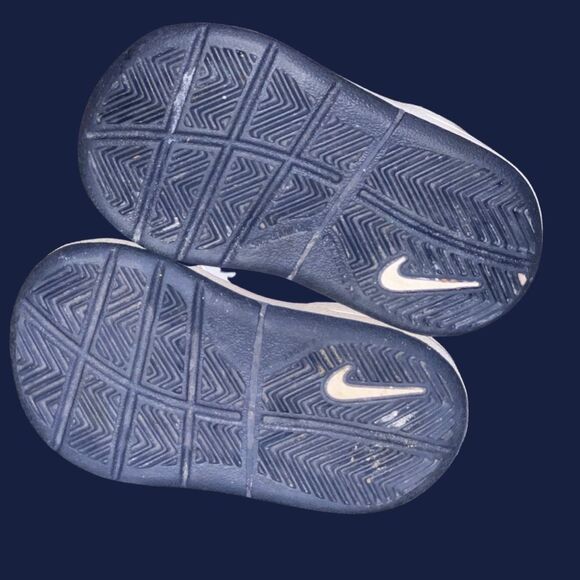 2010 Infant White Leather Blue Swoosh Low Tops Size 3C 325045-141 - Picture 4 of 7